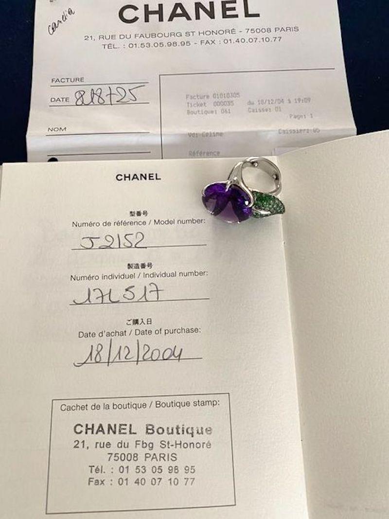 Chanel Amethyst and Tsavorite Garnet Flower Ring 4