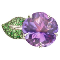 Chanel Amethyst and Tsavorite Garnet Flower Ring