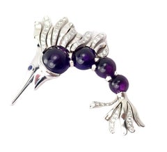 Chanel Amethyst Diamond Miami Marlin Fish White Gold Brooch Pendant
