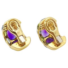 Chanel Amethyst Peridot Aquamarine Coco Half-Hoop Earrings