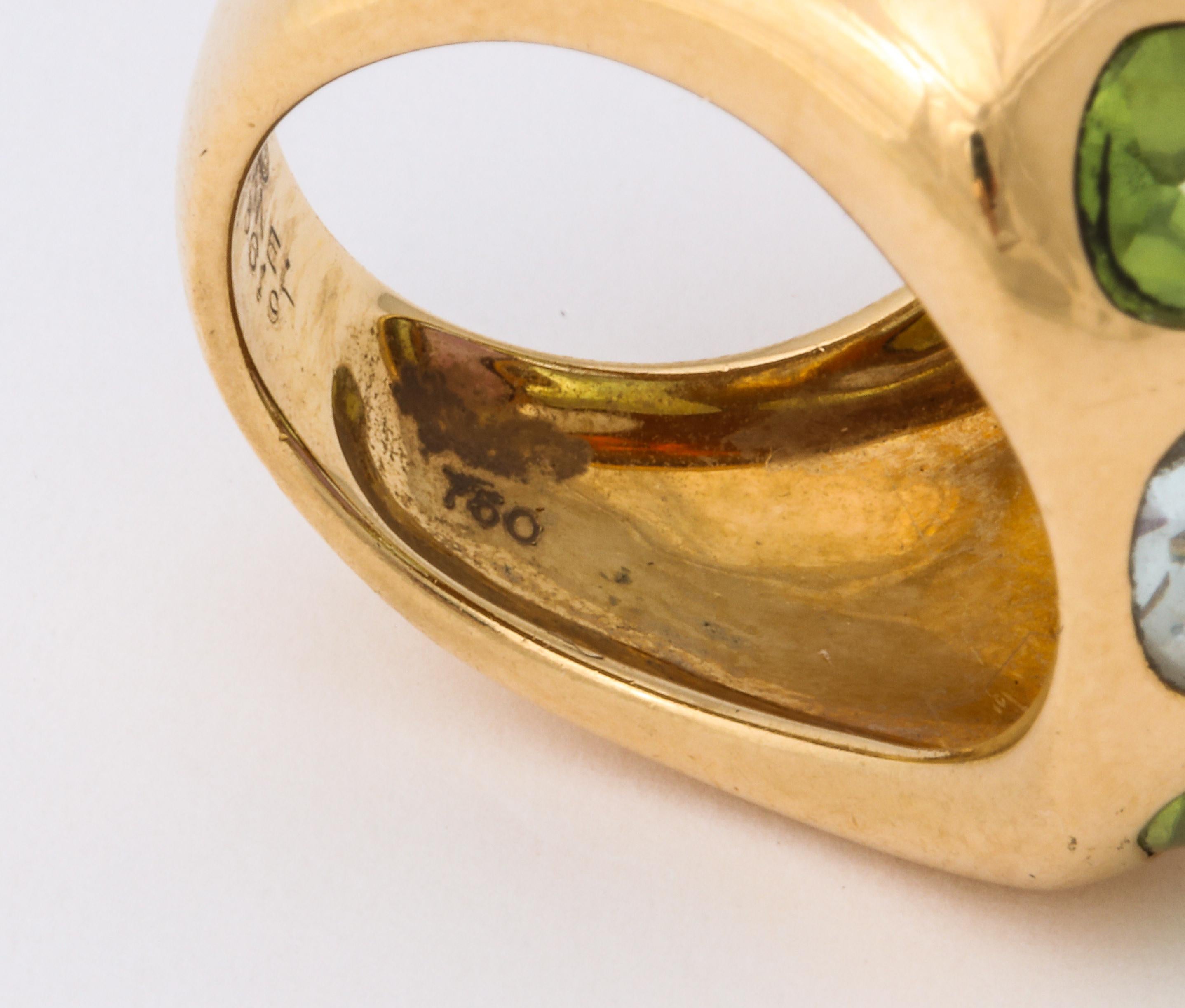 Chanel Amethyst Peridot Aquamarine Gold Ring 2