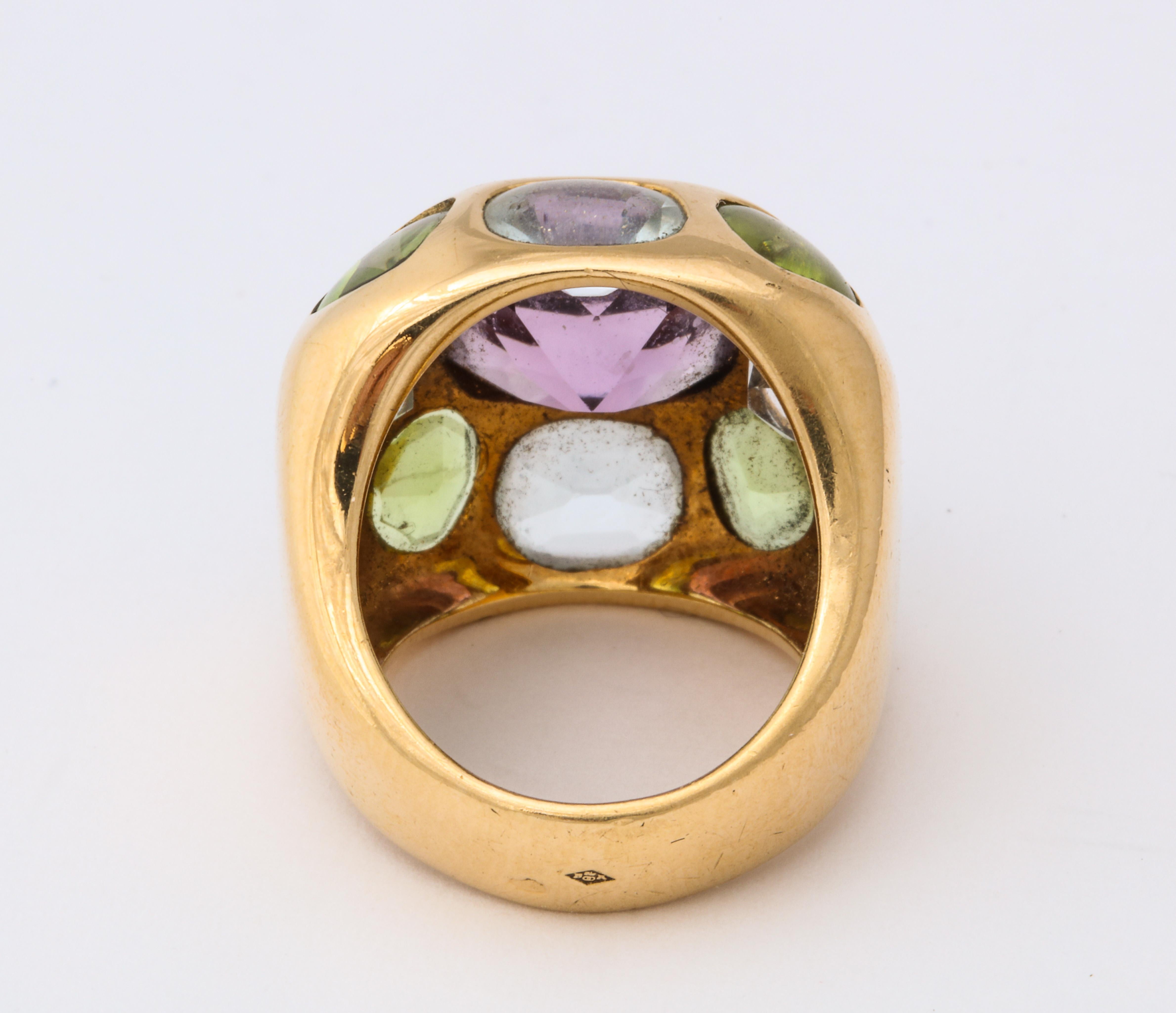 Chanel Amethyst Peridot Aquamarine Gold Ring In Good Condition In Bal Harbour, FL