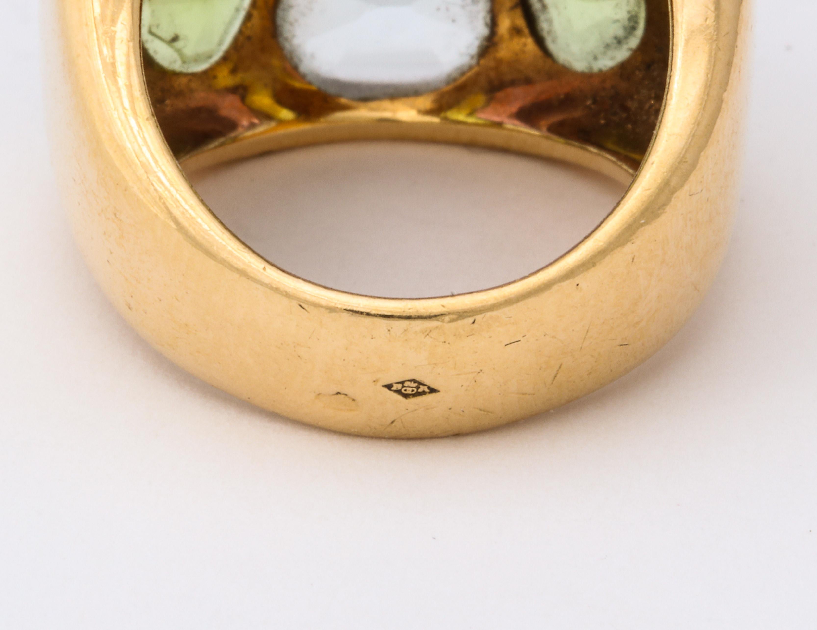 Women's Chanel Amethyst Peridot Aquamarine Gold Ring