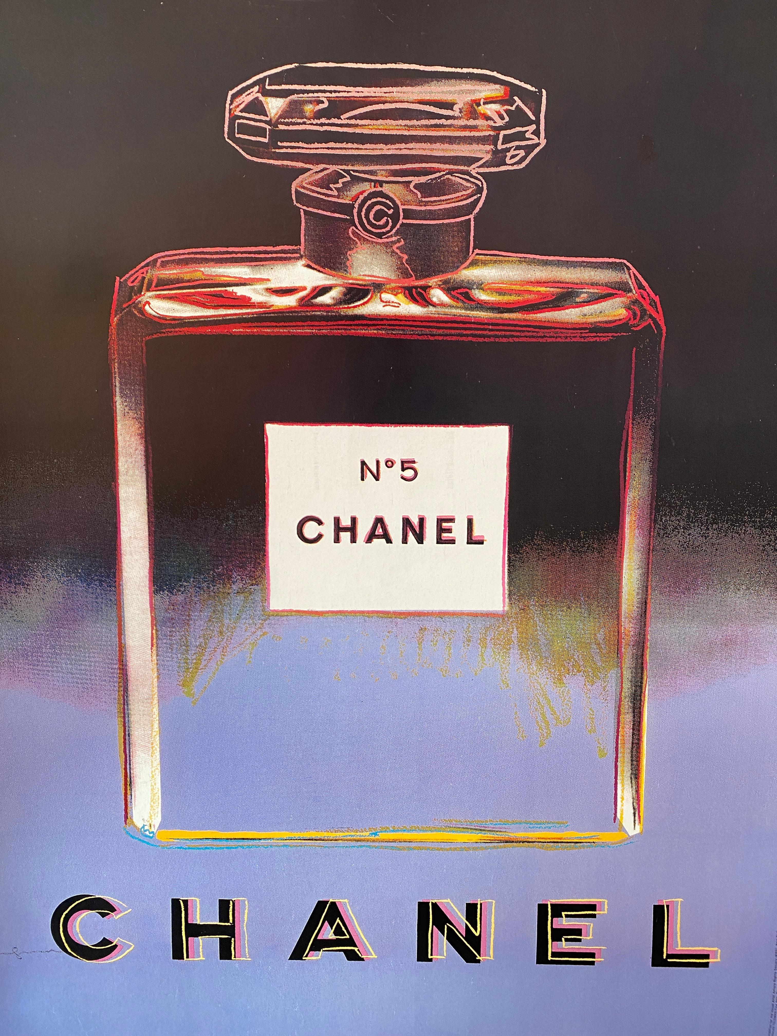 The poster is in excellent condition. In 1997, 10 years after the artists death, Chanel re-printed the Original Warhol Chanel images for an advertising campaign. The set of 4 coloured posters were displayed all over France, which all four are part