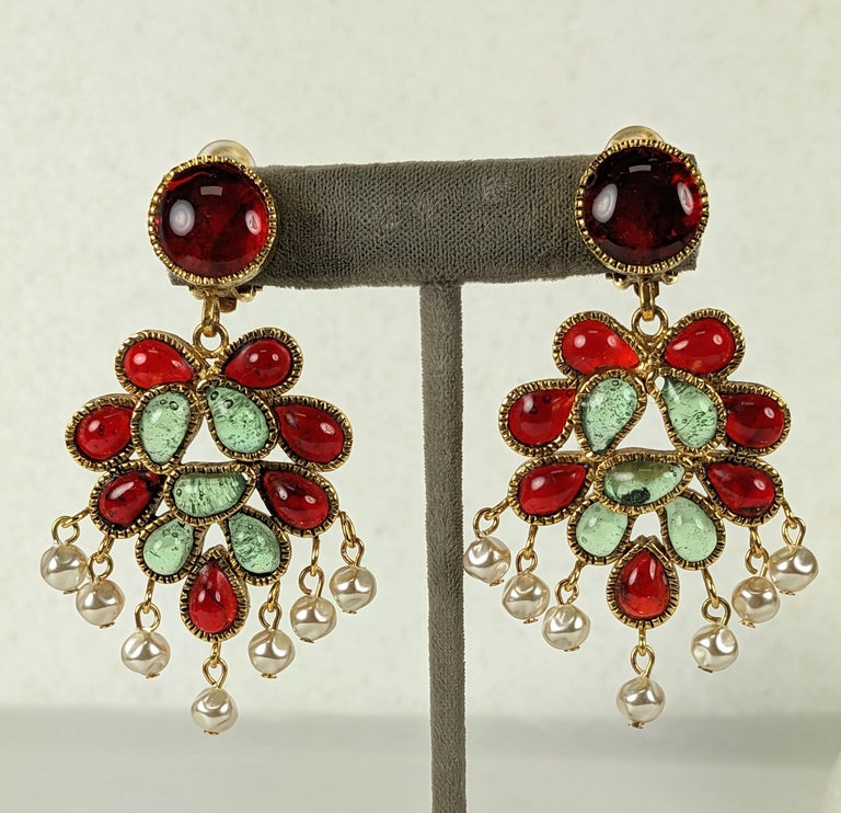 Maison Gripoix for Chanel Anglo Indian Pendant Earrings For Sale