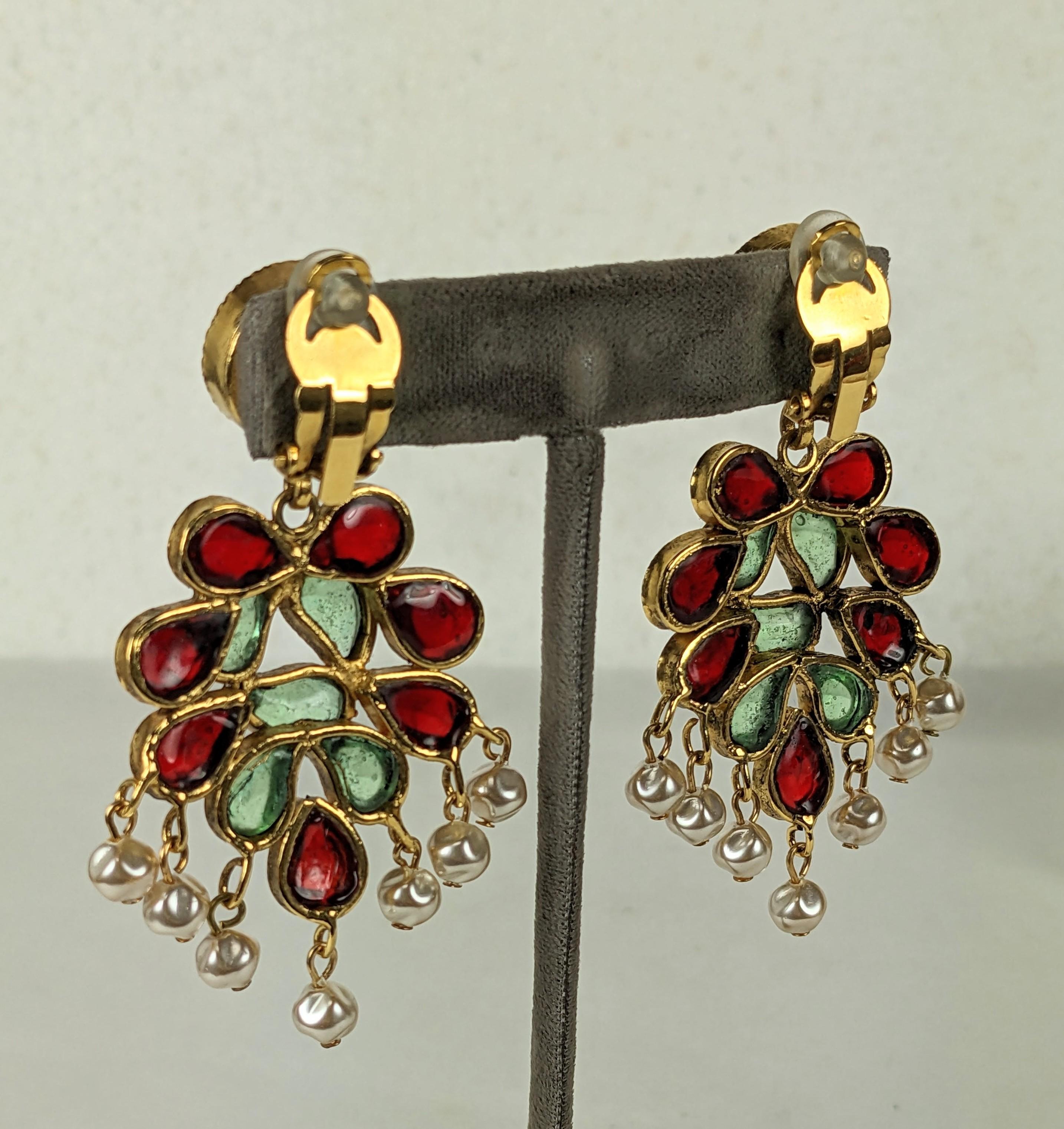 Anglo-Indian Chanel Anglo Indian Moghul Earrings, Maison Gripoix For Sale