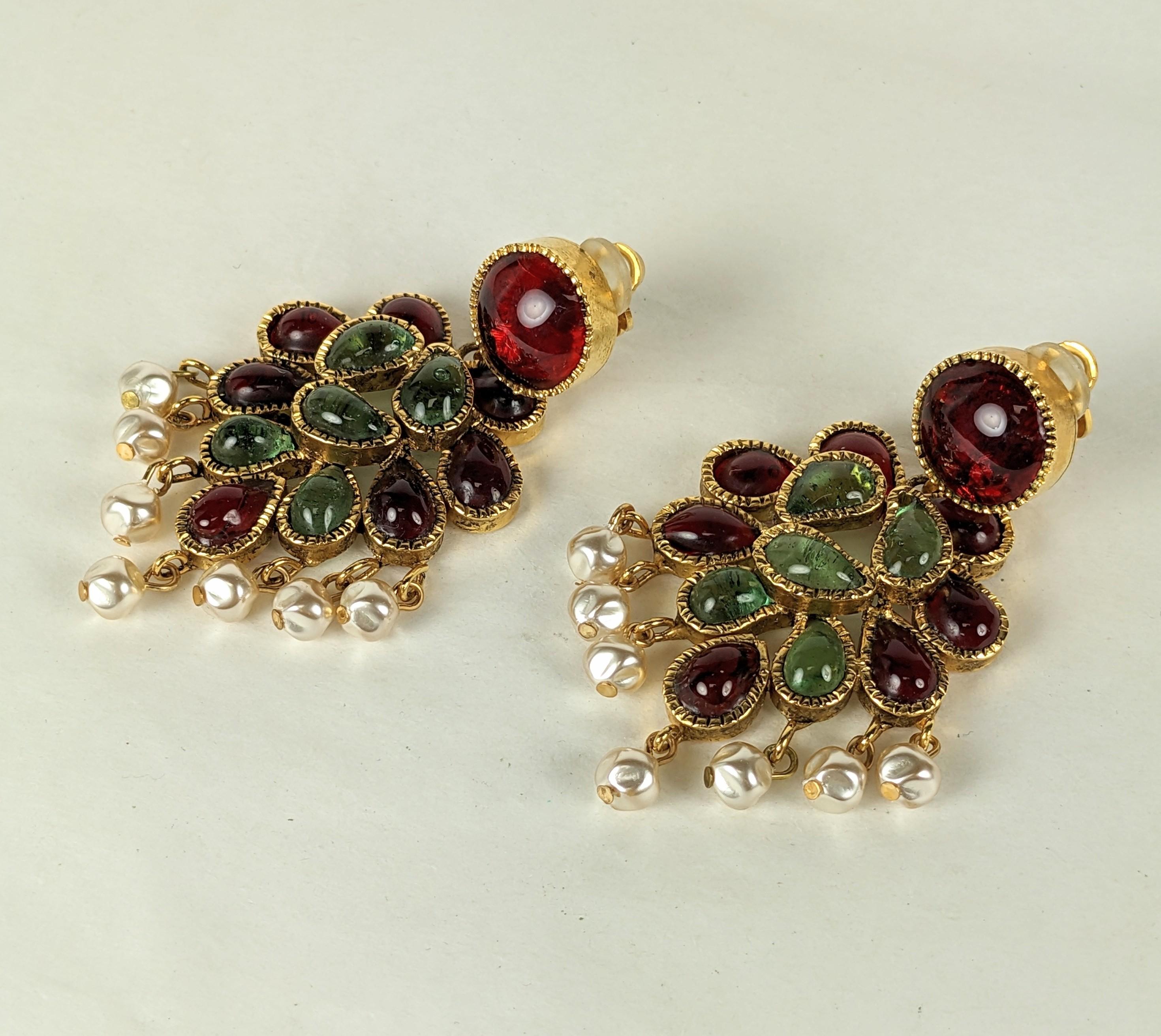 Chanel Anglo Indian Moghul Earrings, Maison Gripoix In Excellent Condition For Sale In New York, NY