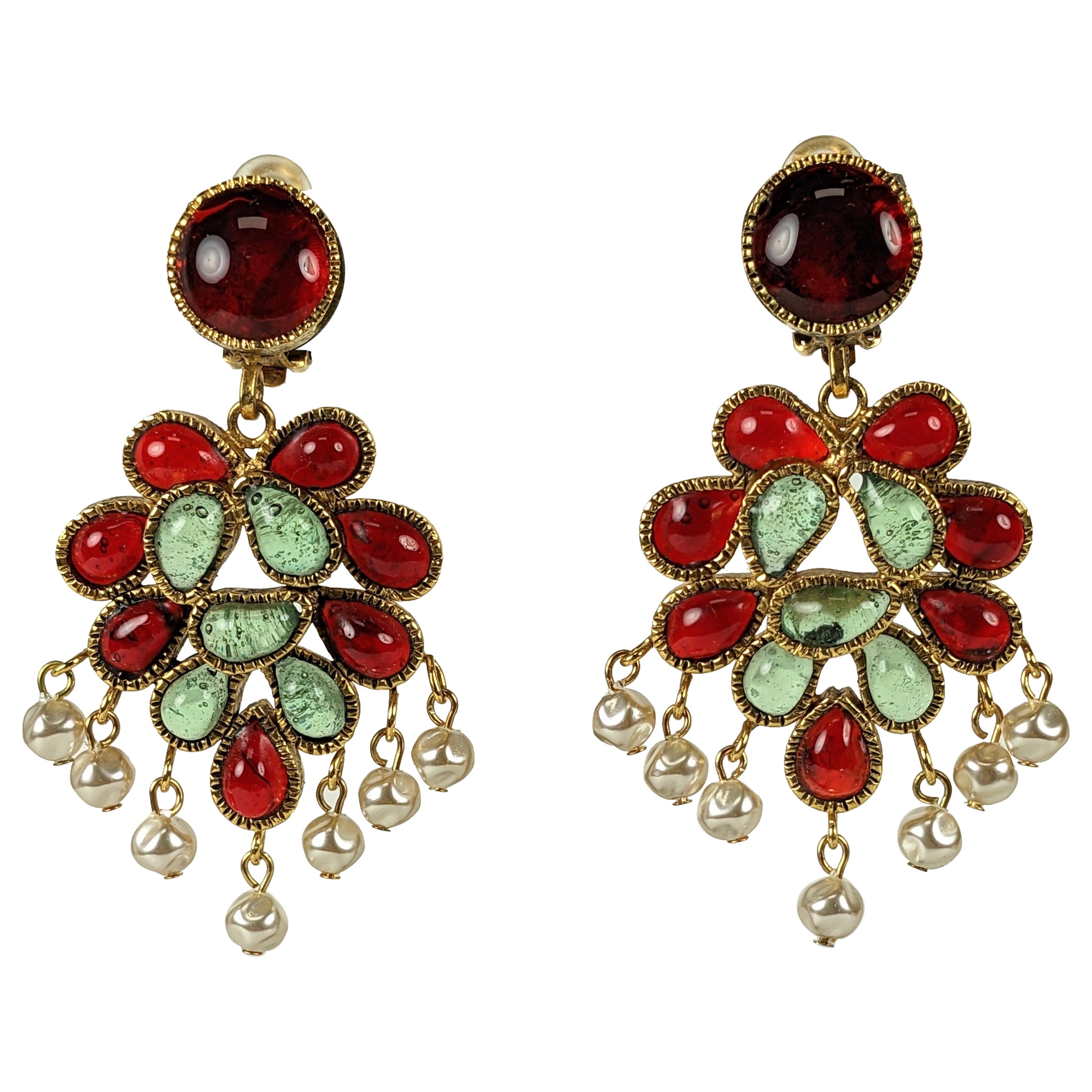 Boucles d'oreilles Chanel style anglo-indien moghol, Maison Gripoix