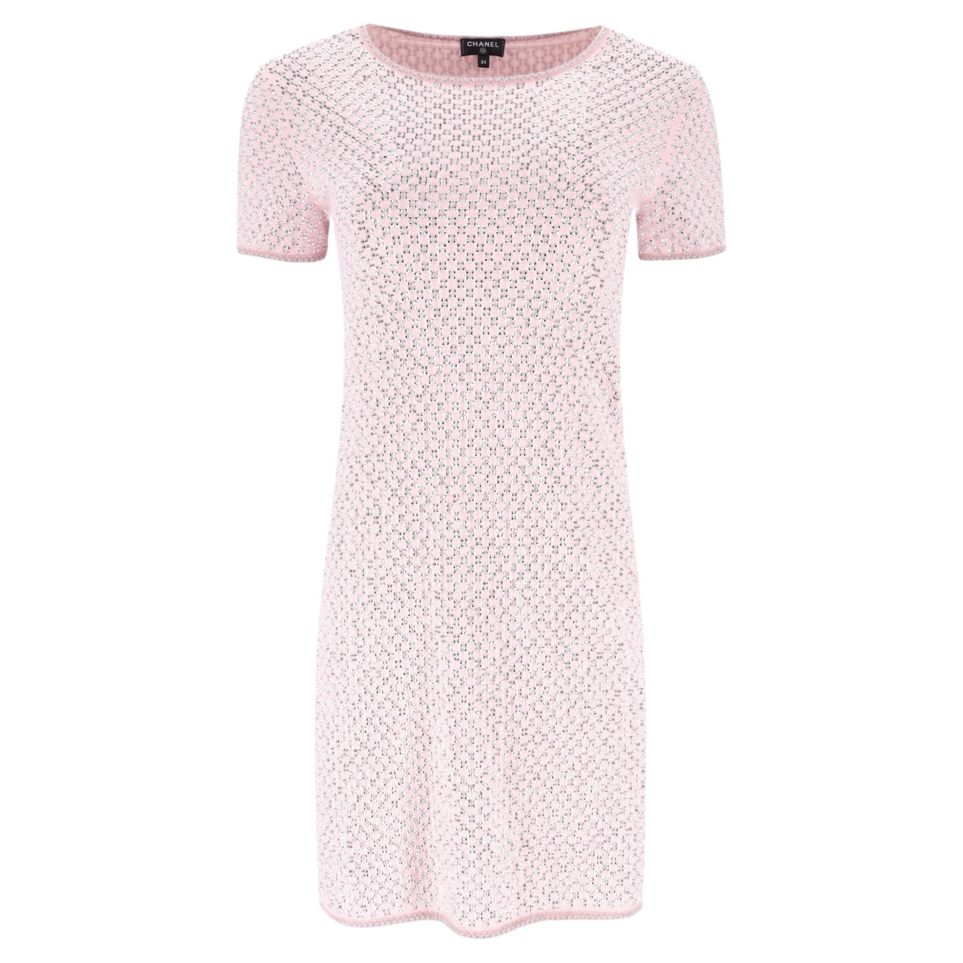 Chanel Angora Wool &amp; Silk Rhinestone Studded Dress For Sale