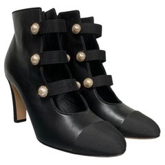 Chanel Ankle Boot Black Leather 