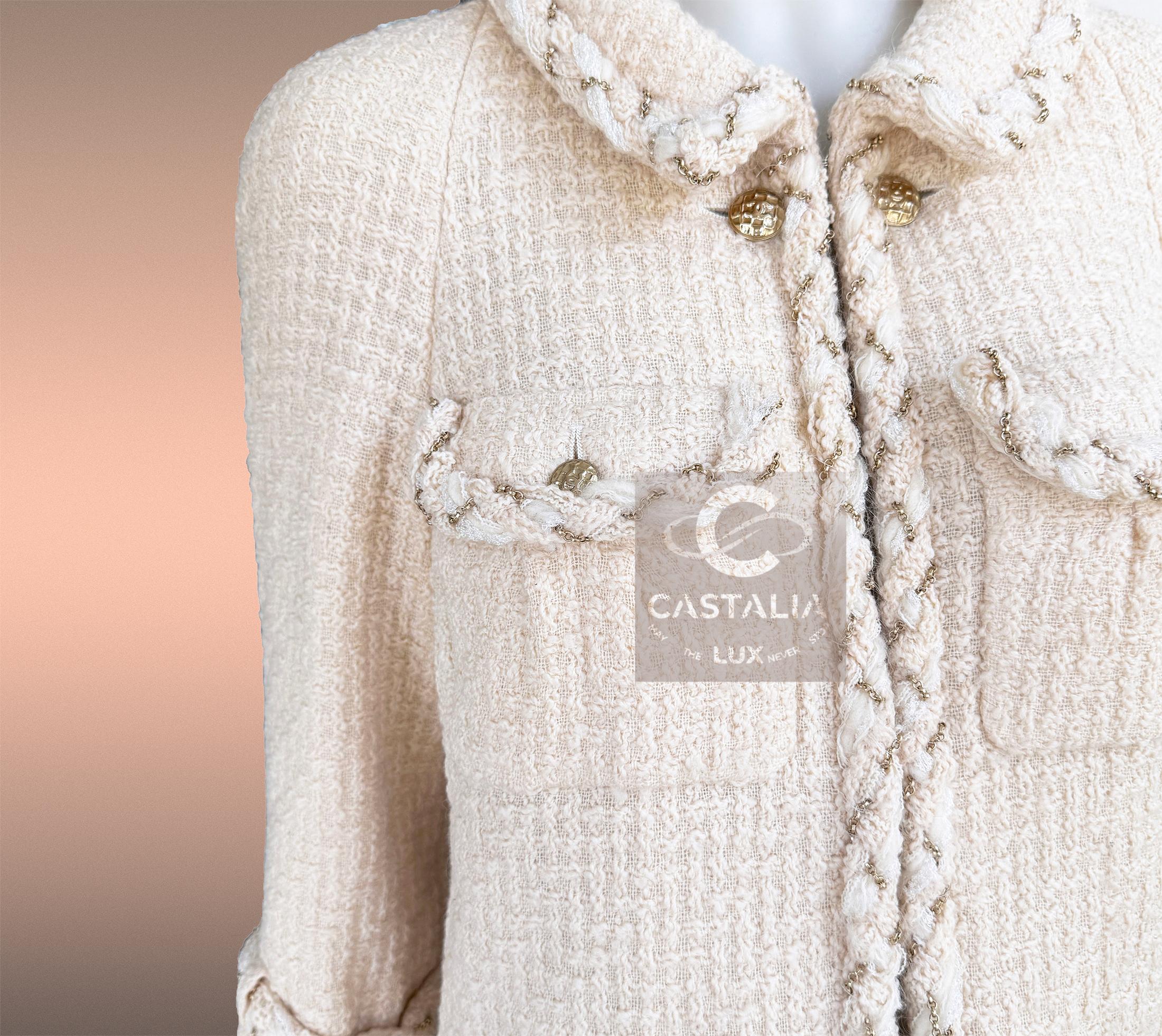 Chanel Anna Wintour Icono de estilo Traje de tweed crudo 36 FR en venta 5