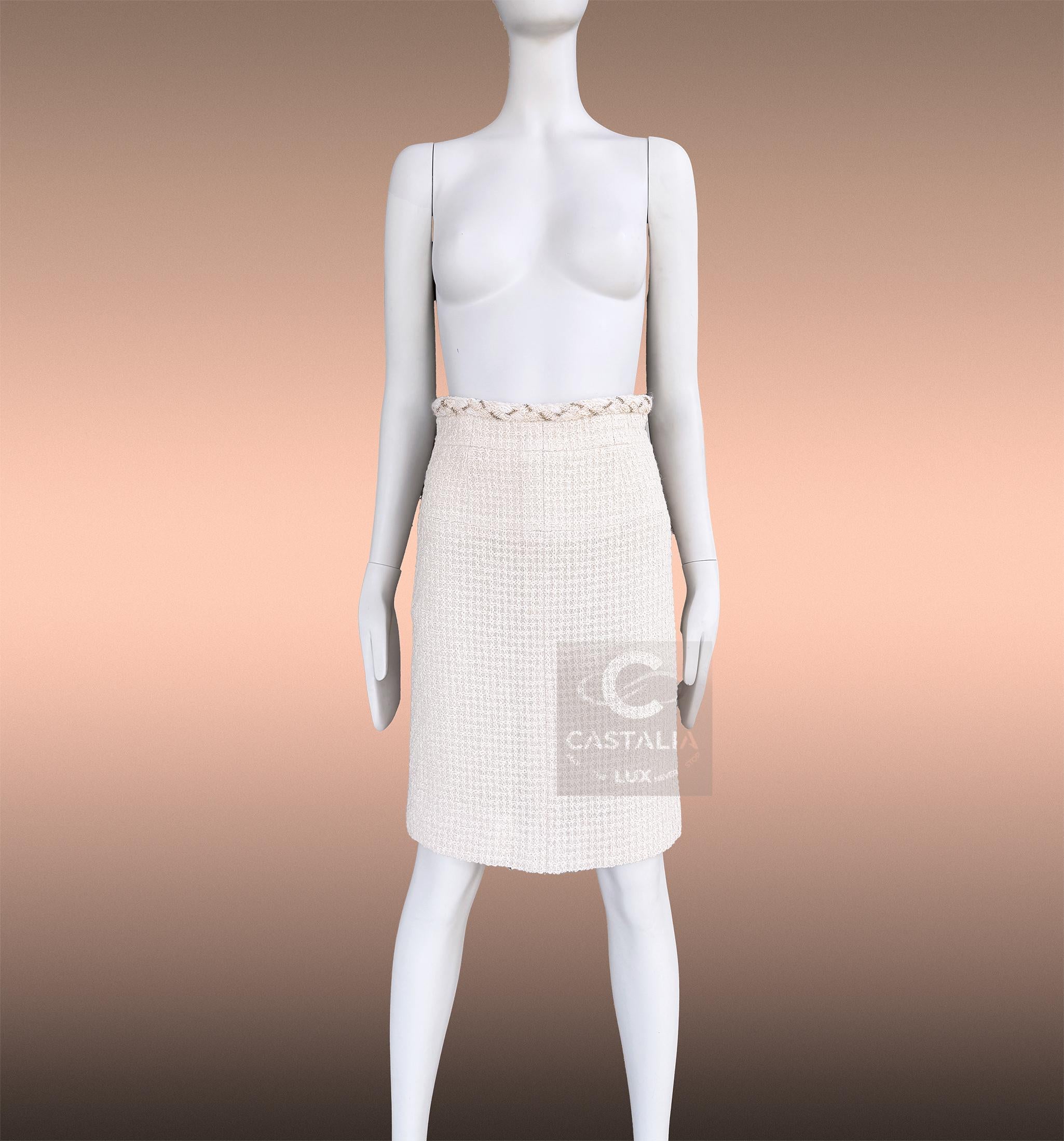 Chanel Anna Wintour Icono de estilo Traje de tweed crudo 36 FR en venta 7