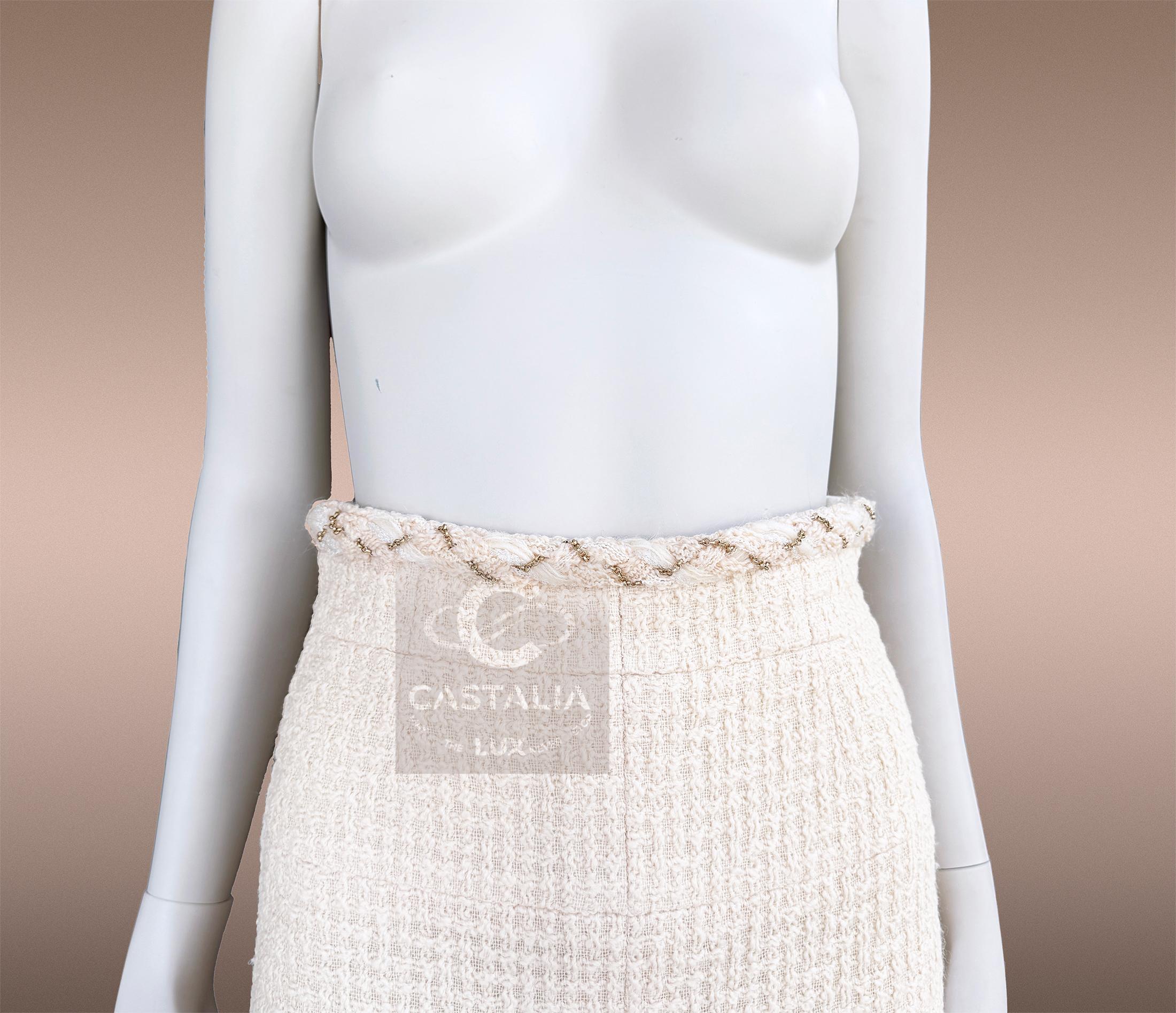 Chanel Anna Wintour Icono de estilo Traje de tweed crudo 36 FR en venta 8