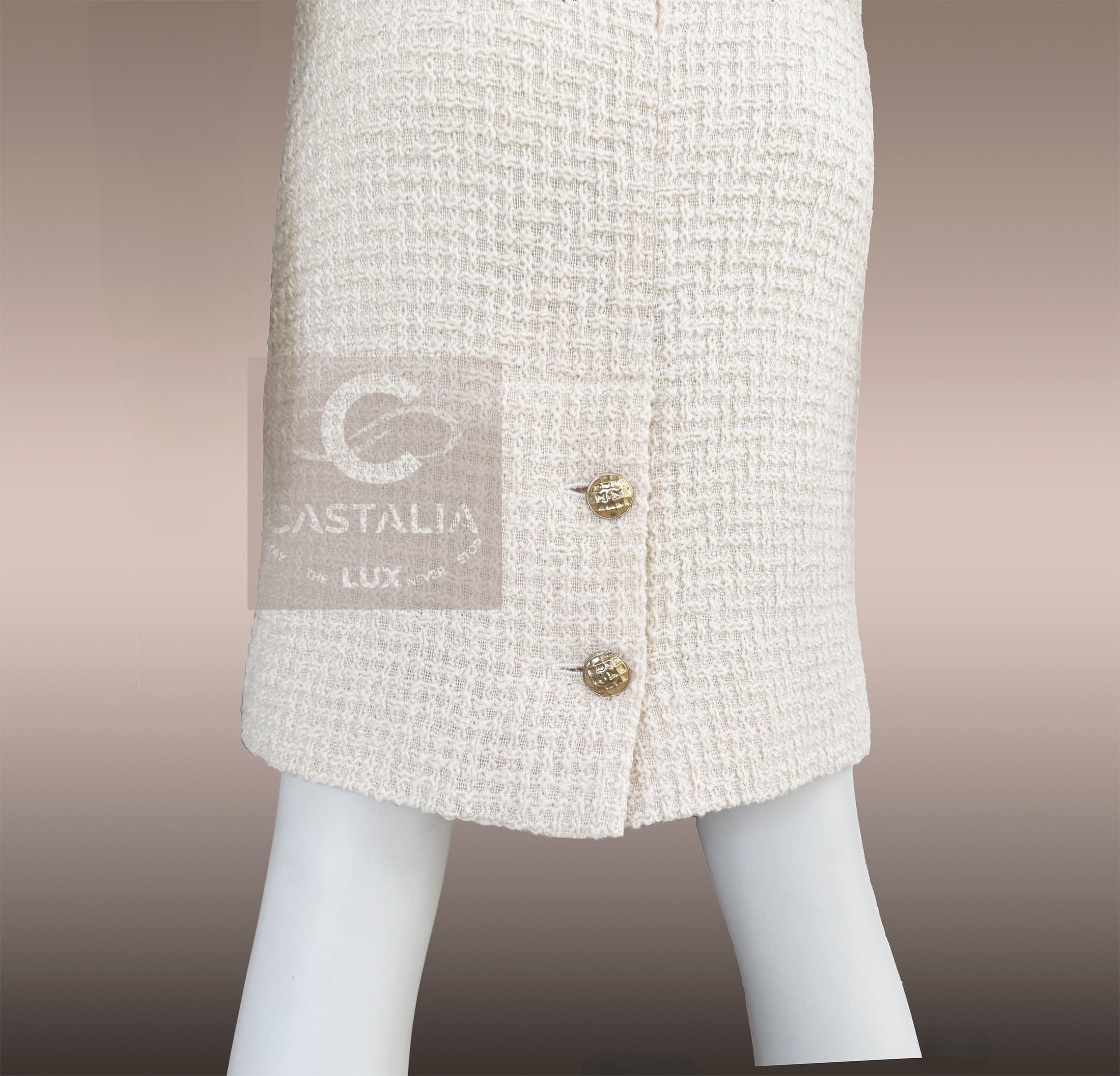 Chanel Anna Wintour Icono de estilo Traje de tweed crudo 36 FR en venta 9