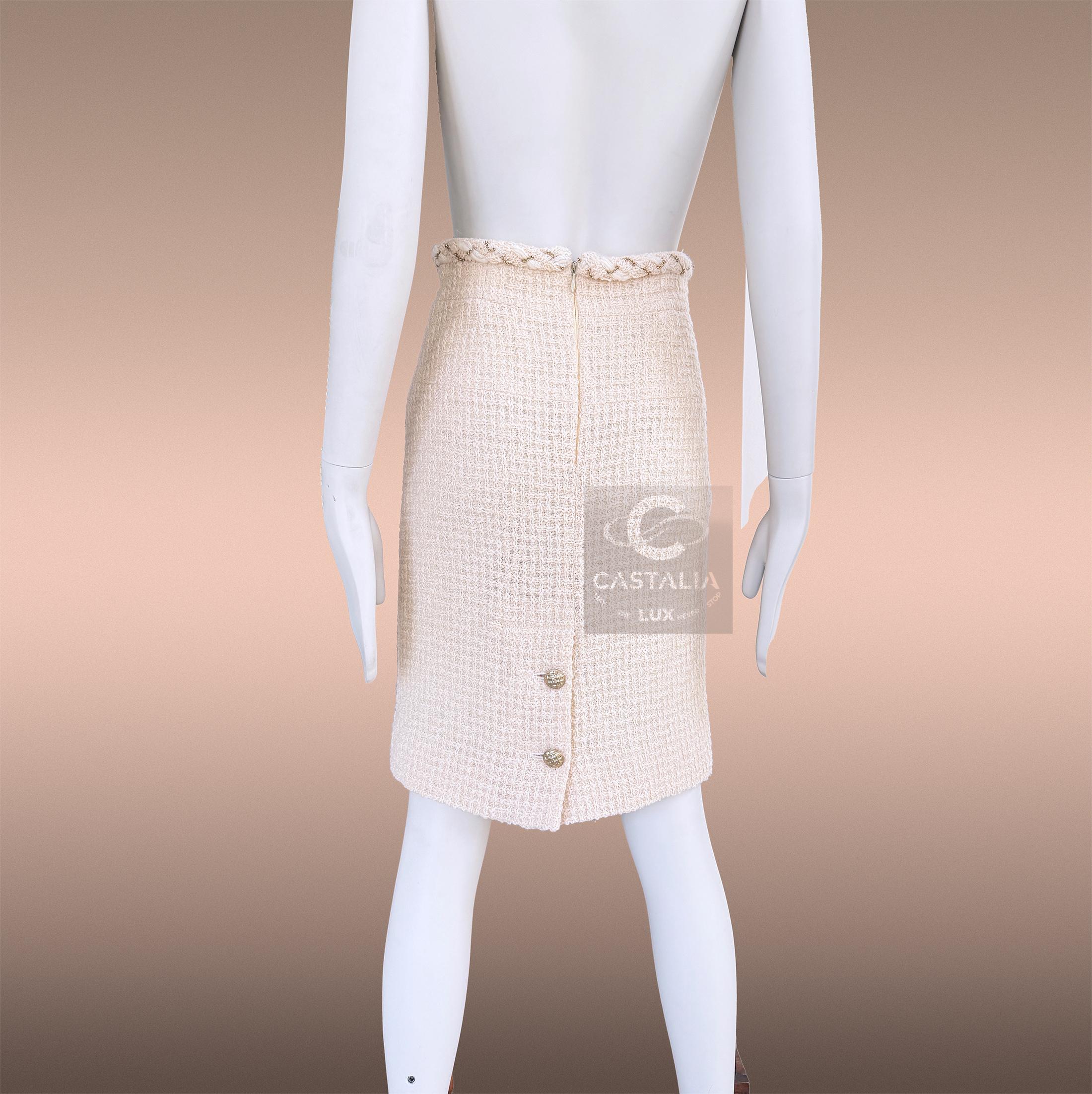 Chanel Anna Wintour Icono de estilo Traje de tweed crudo 36 FR en venta 10