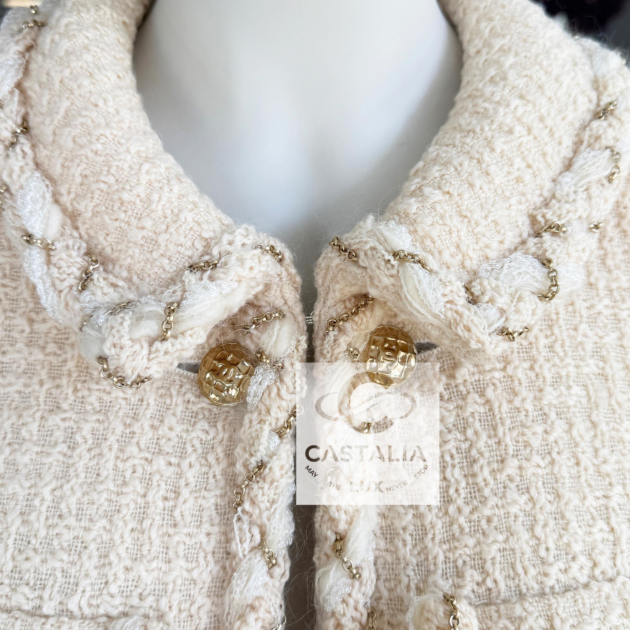 Chanel Anna Wintour Icono de estilo Traje de tweed crudo 36 FR en venta 11