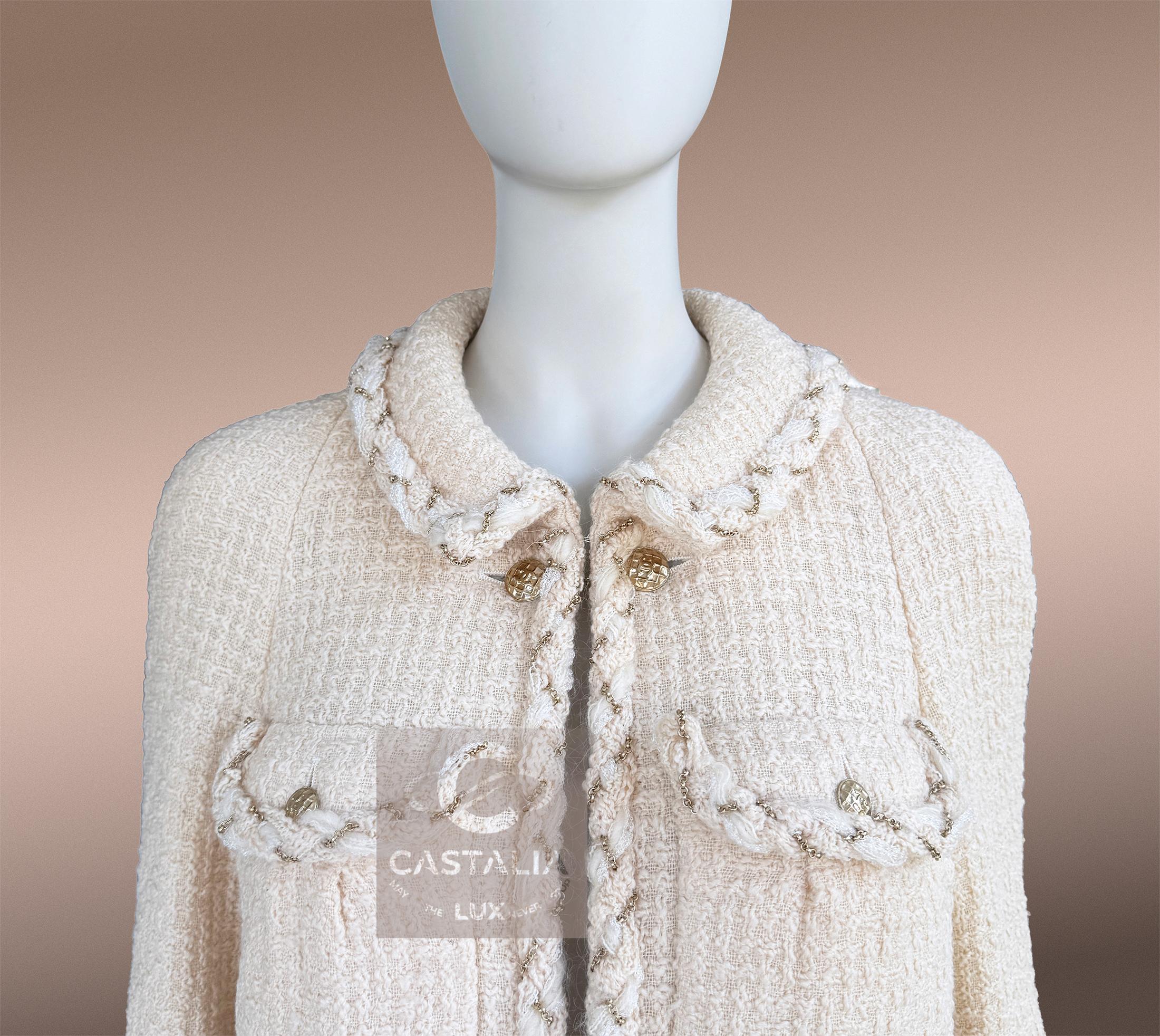 Chanel Anna Wintour Icono de estilo Traje de tweed crudo 36 FR en venta 1