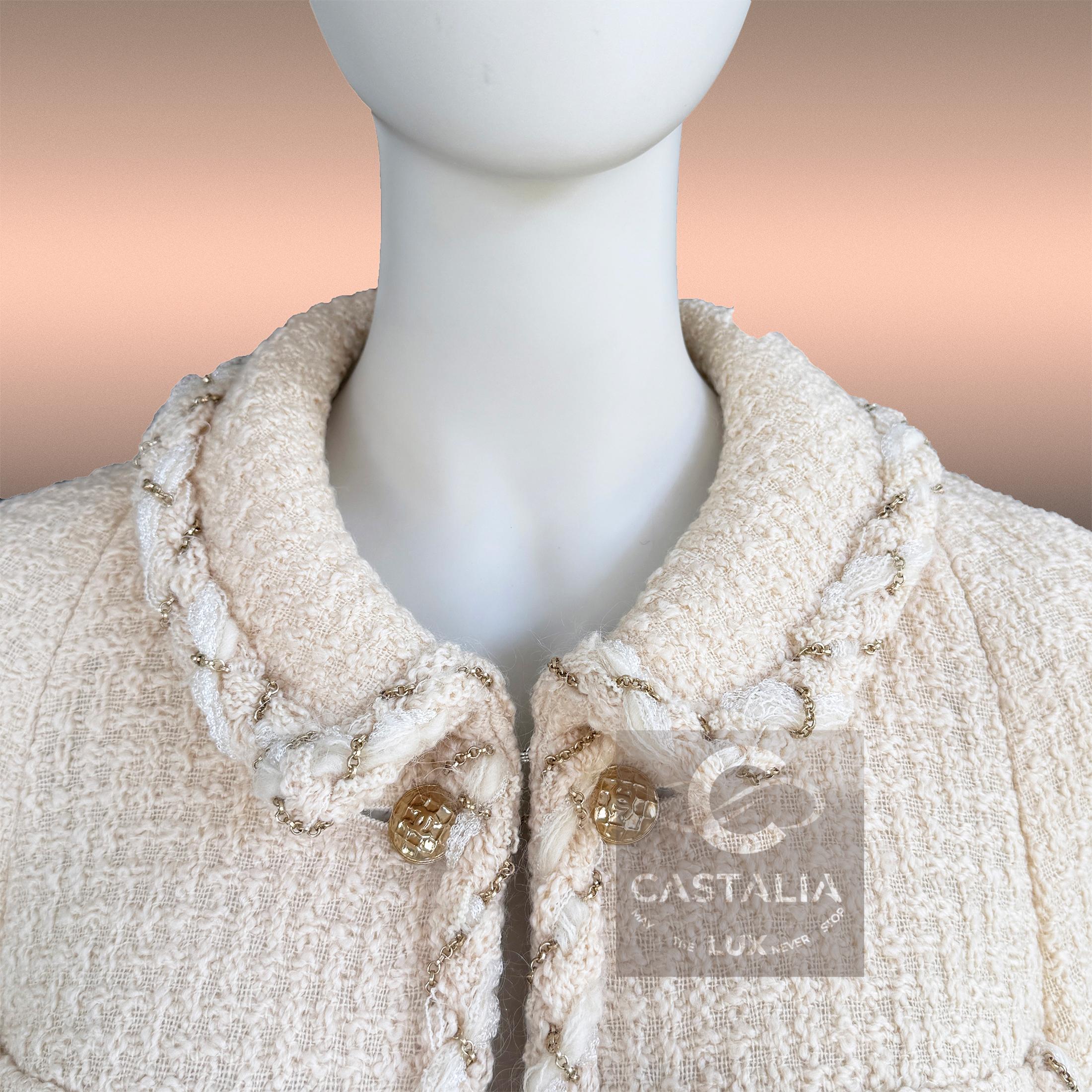 Chanel Anna Wintour Icono de estilo Traje de tweed crudo 36 FR en venta 2