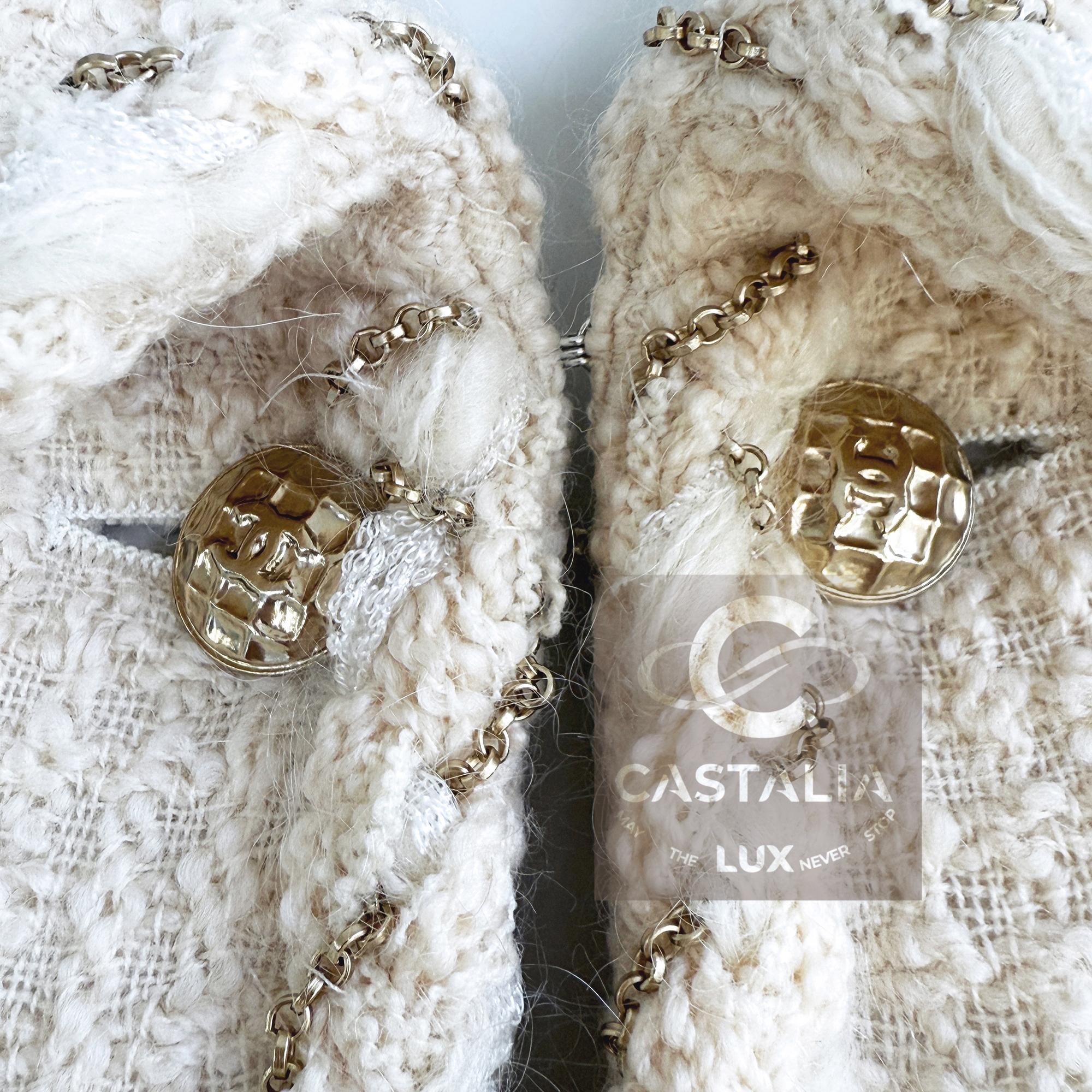 Chanel Anna Wintour Icono de estilo Traje de tweed crudo 36 FR en venta 3