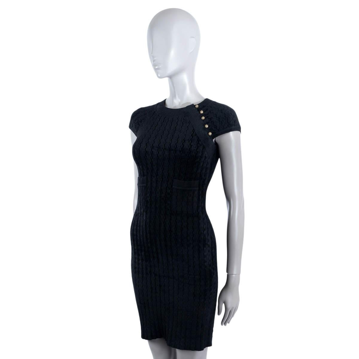 CHANEL anthracite grey viscose 2010 10A SHANGHAI KNIT Dress 36 XS For Sale 1