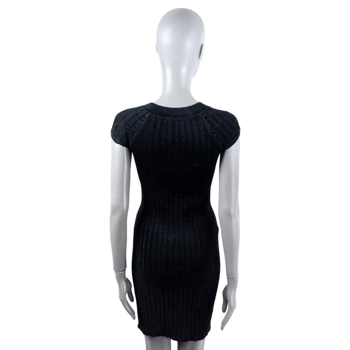 CHANEL anthracite grey viscose 2010 10A SHANGHAI KNIT Dress 36 XS For Sale 2