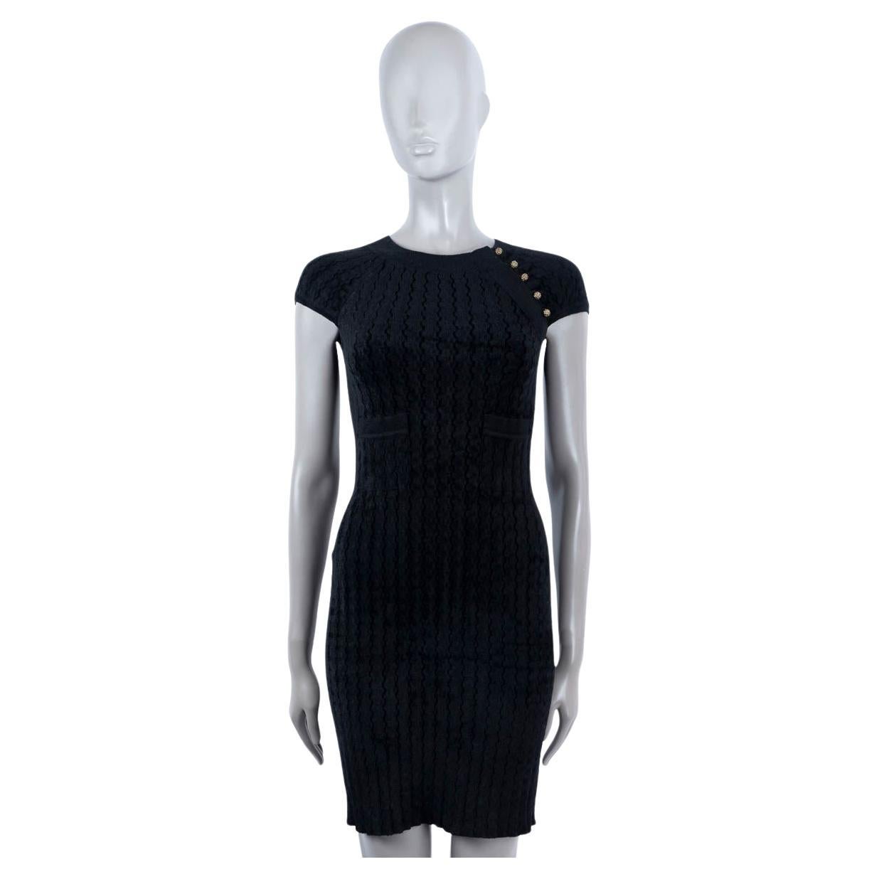 CHANEL anthracite grey viscose 2010 10A SHANGHAI KNIT Dress 36 XS For Sale