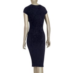 CHANEL Anthracite Grey Viscose Shanghai Knit Dress - Sz 34