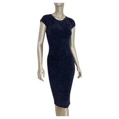 CHANEL Anthracite Grey Viscose Shanghai Knit Dress - Sz 34