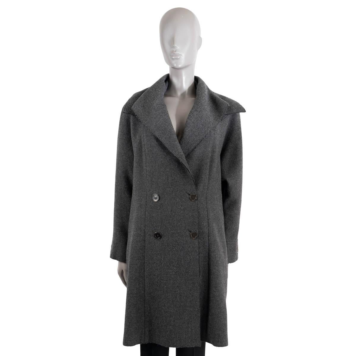 Women's CHANEL anthracite grey wool 2011 11A BYZANCE DOUBLE BREASTED Coat Jacket 46 XL For Sale
