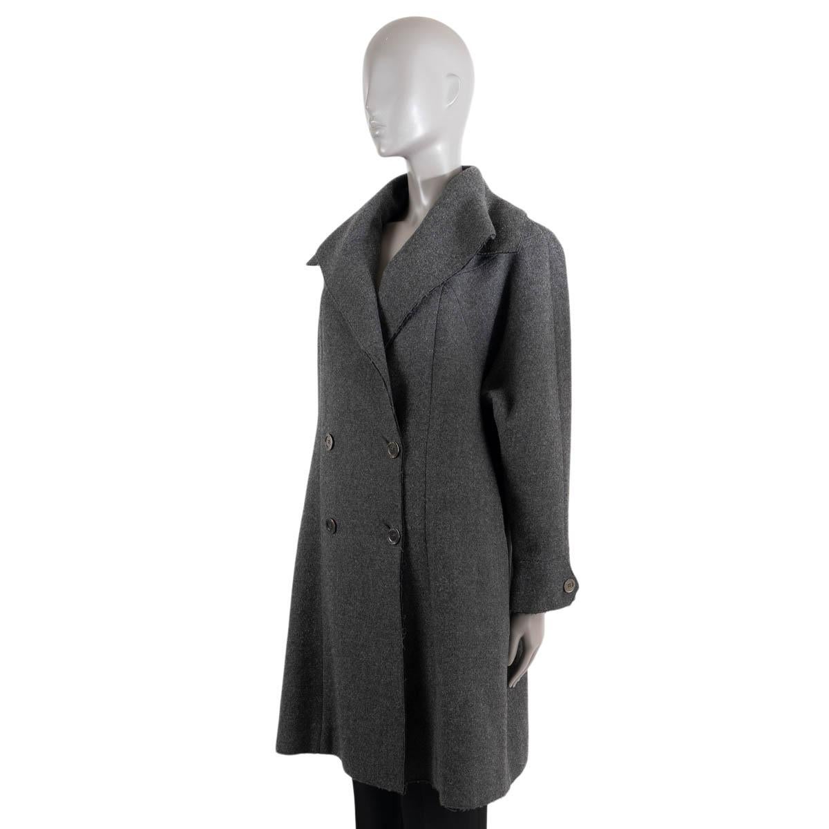 CHANEL anthracite grey wool 2011 11A BYZANCE DOUBLE BREASTED Coat Jacket 46 XL For Sale 1