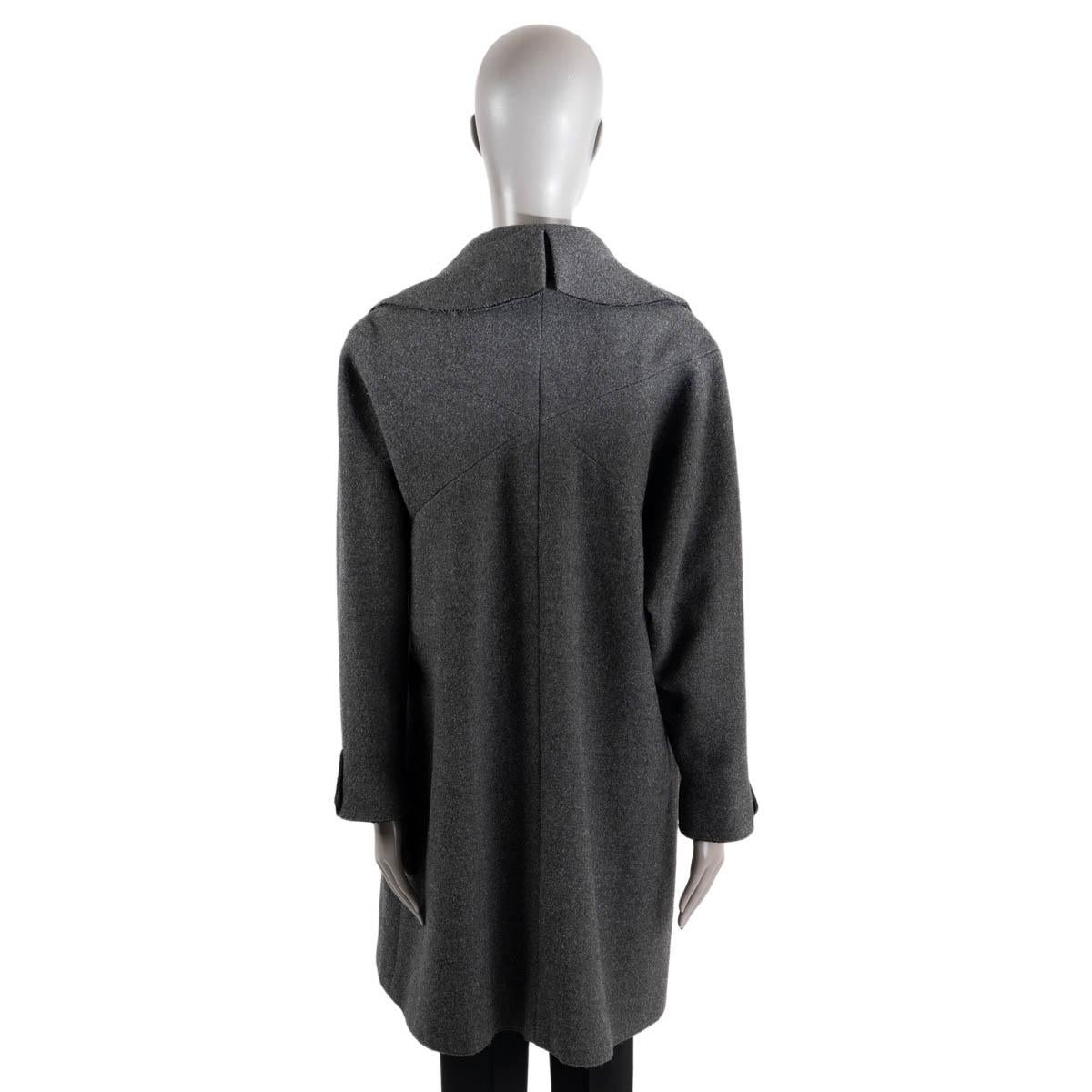 CHANEL anthracite grey wool 2011 11A BYZANCE DOUBLE BREASTED Coat Jacket 46 XL For Sale 2