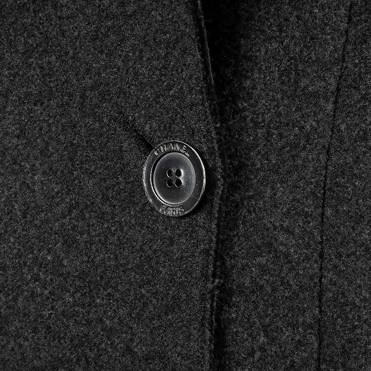 CHANEL anthracite grey wool 2011 11A BYZANCE DOUBLE BREASTED Coat Jacket 46 XL For Sale 4