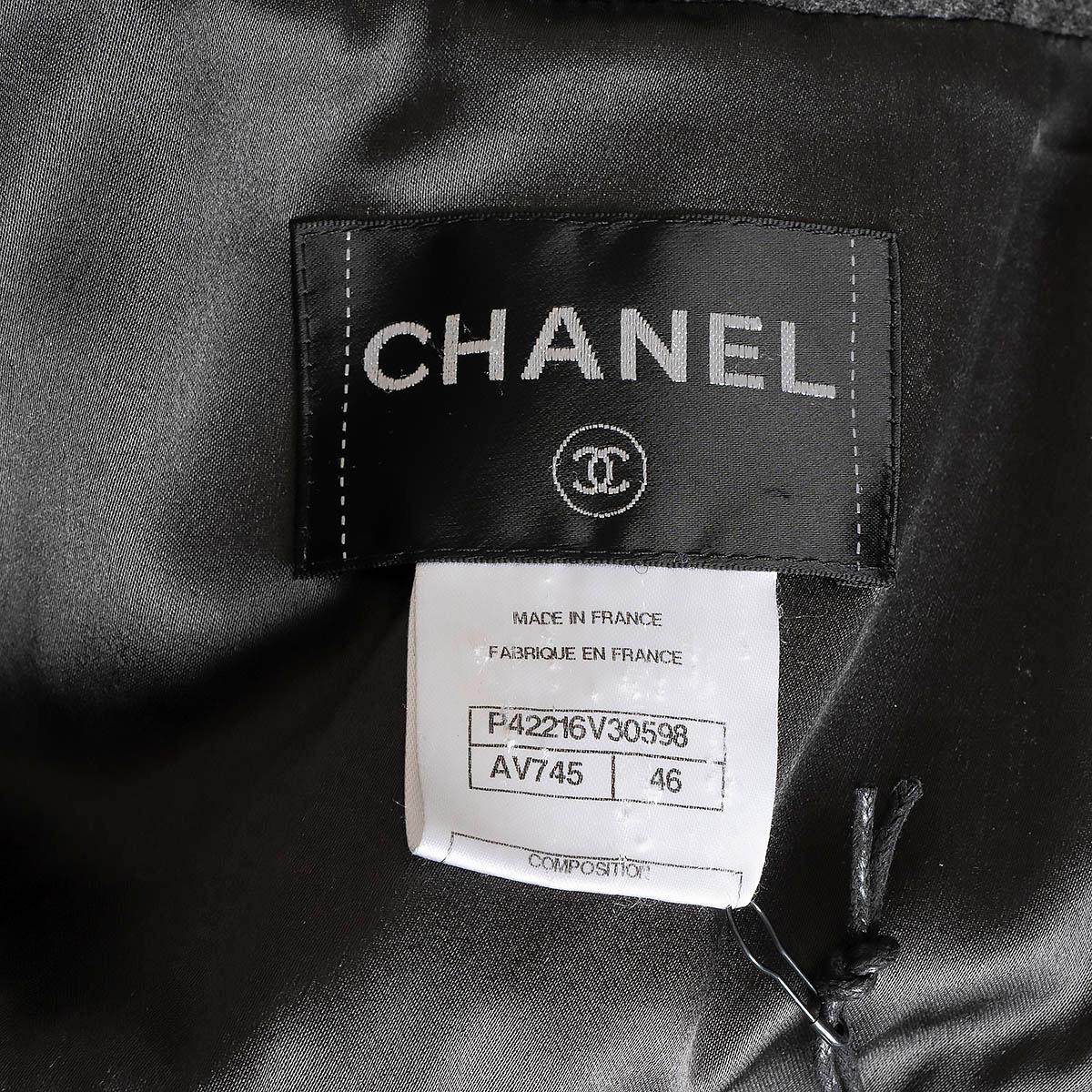 CHANEL anthracite grey wool 2011 11A BYZANCE DOUBLE BREASTED Coat Jacket 46 XL For Sale 5