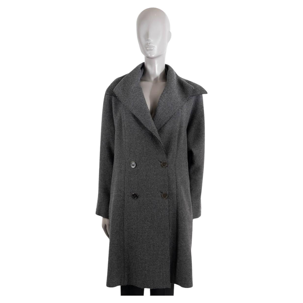 CHANEL anthracite grey wool 2011 11A BYZANCE DOUBLE BREASTED Coat Jacket 46 XL For Sale