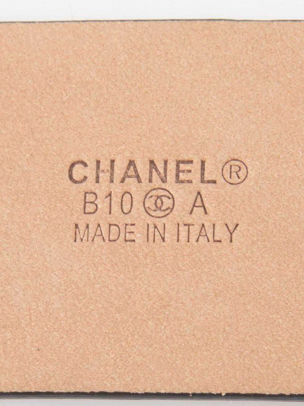 Chanel Anthracite Snakeskin Engraved Buckle Belt For Sale 2
