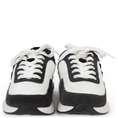 CHANEL anthracite suede & white nylon 21P LOW TOP Sneakers Shoes 39 fit 38.5