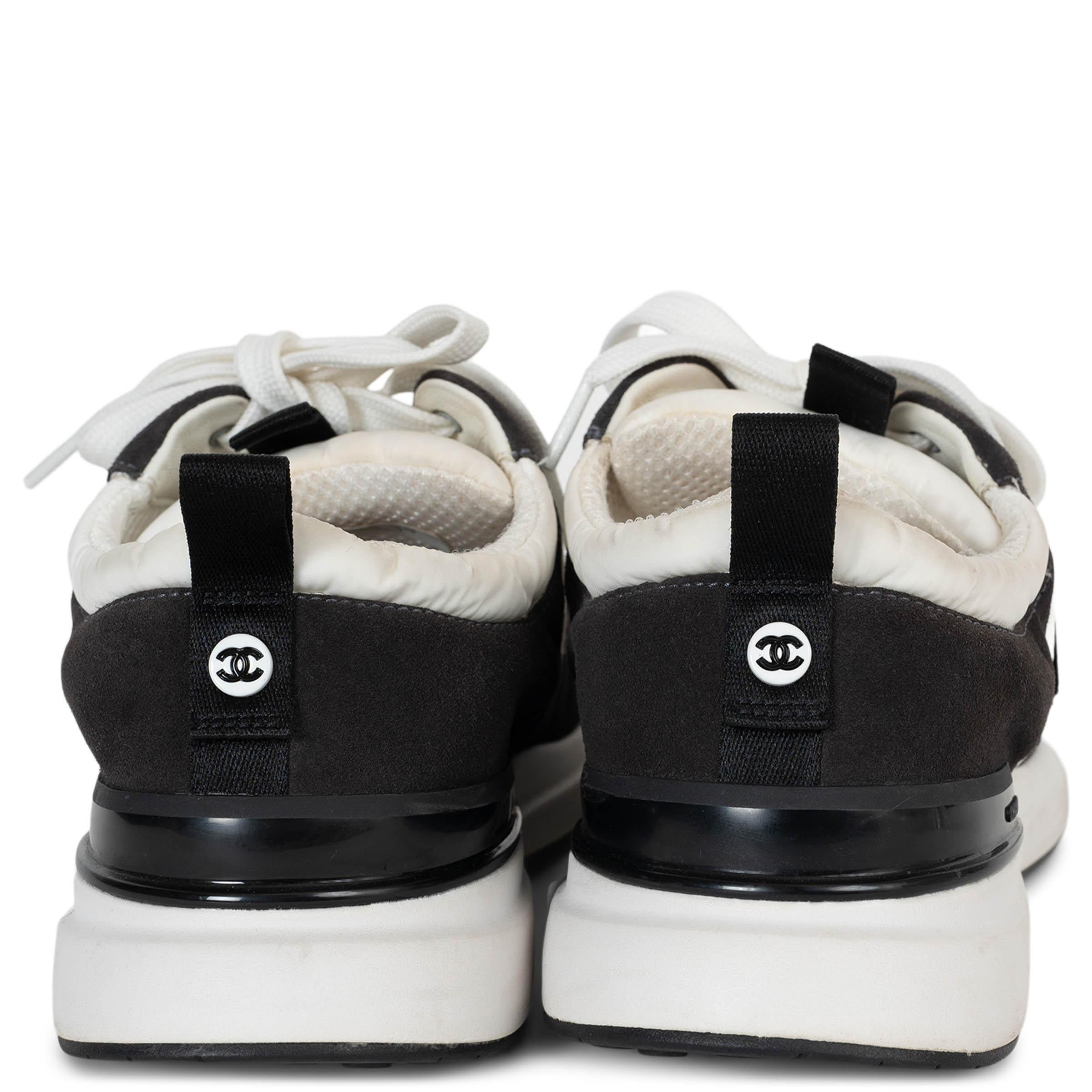 CHANEL anthrazitfarbene Turnschuhe aus Wildleder & weißem Nylon 21P LOW TOP Schuhe 39 passt 38,5 Damen im Angebot