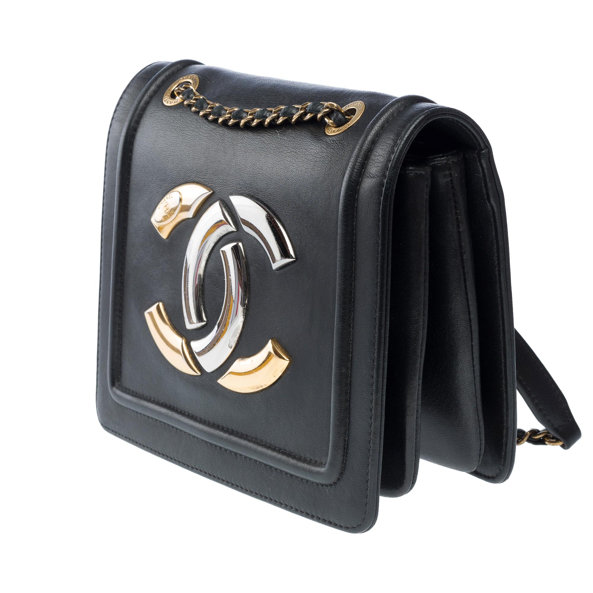 Chanel  Antico full flap shoulder bag in black lambskin, PGHW For Sale 1