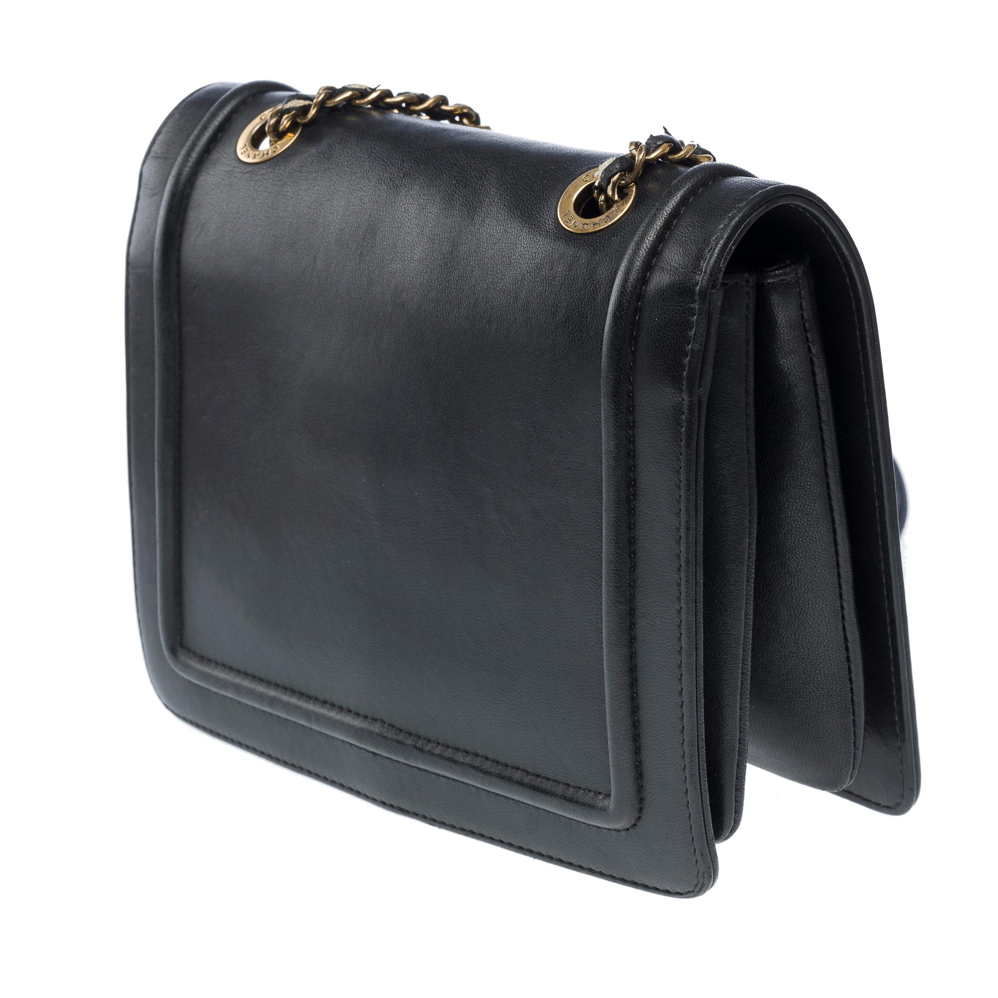 Chanel  Antico full flap shoulder bag in black lambskin, PGHW For Sale 2