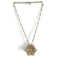 CHANEL antique gold 2016 SEOUL PEARL CAMELLIA CHAIN Necklace