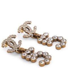 CHANEL antique gold 2020 CC NO 5 Drop Earrings