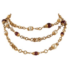 Chanel Antique Sautoir/Necklace with Red Glass Paste