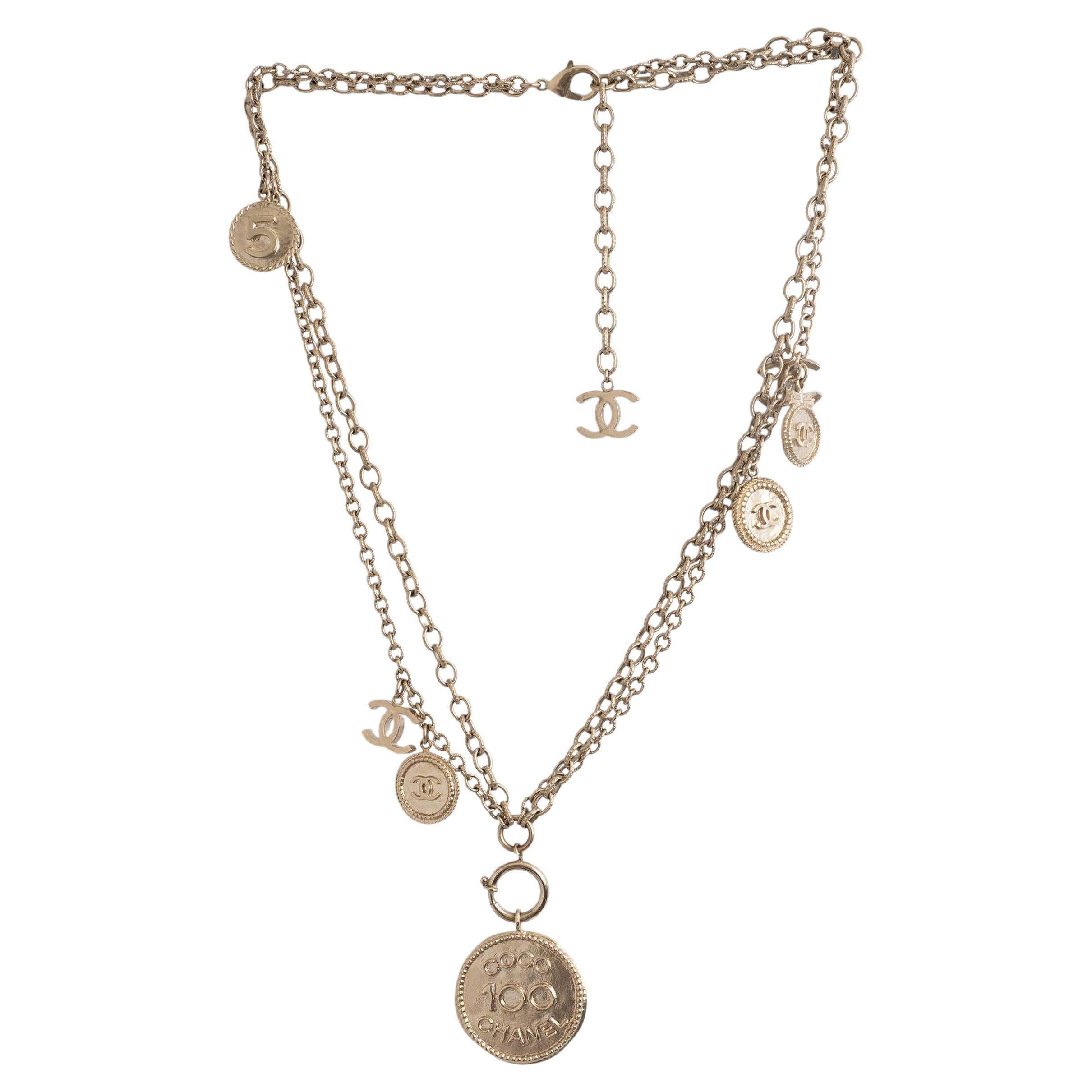 Chanel collana in argento antico 2014 14P 100TH ANNIVERSARY COIN CHAIN in vendita