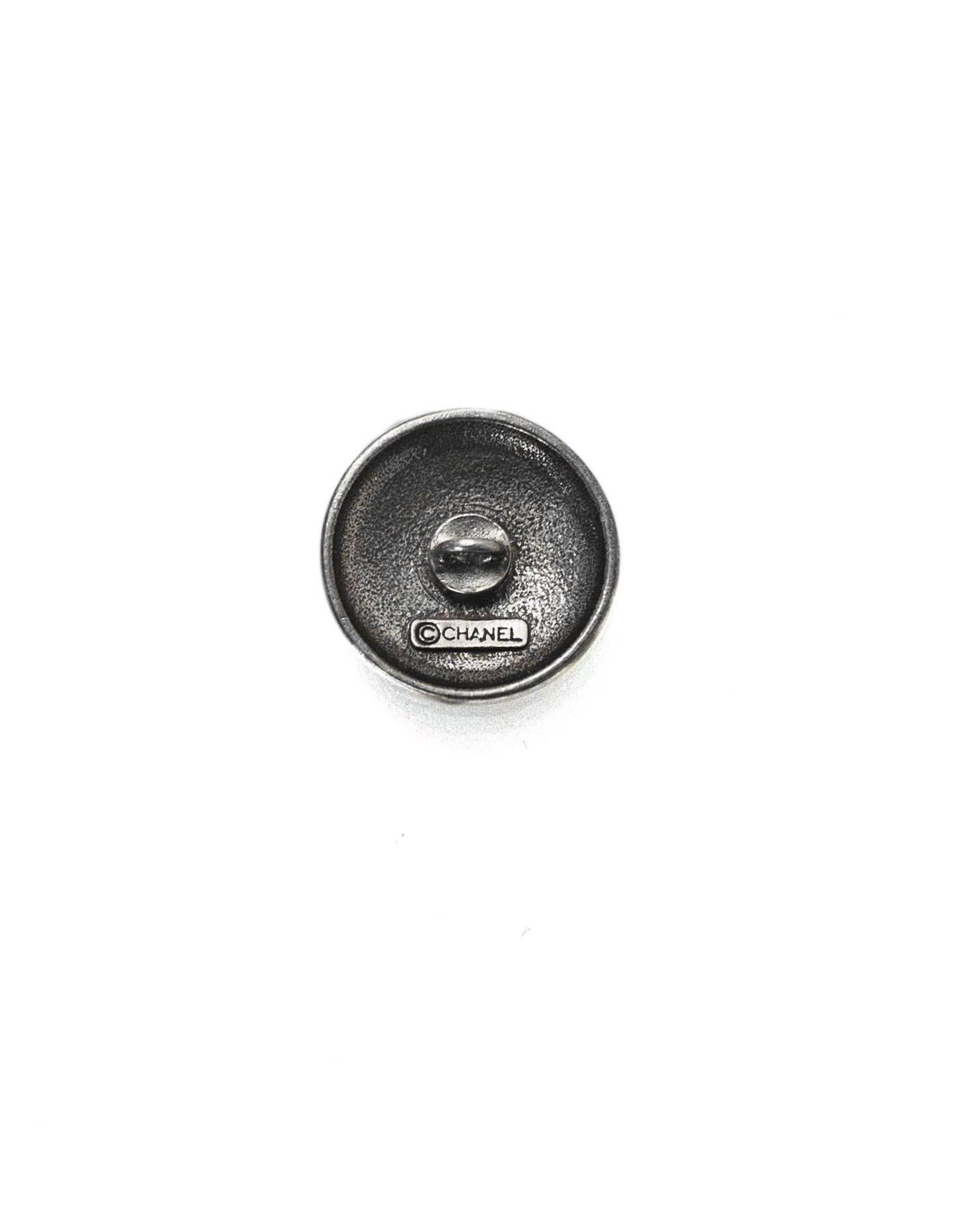 Gray Chanel Antiqued Silver & Black CHANEL PARIS CC 20mm Buttons
