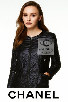 Chanel Apres Ski Style CC Logo Buttons Black Jacket 34 FR