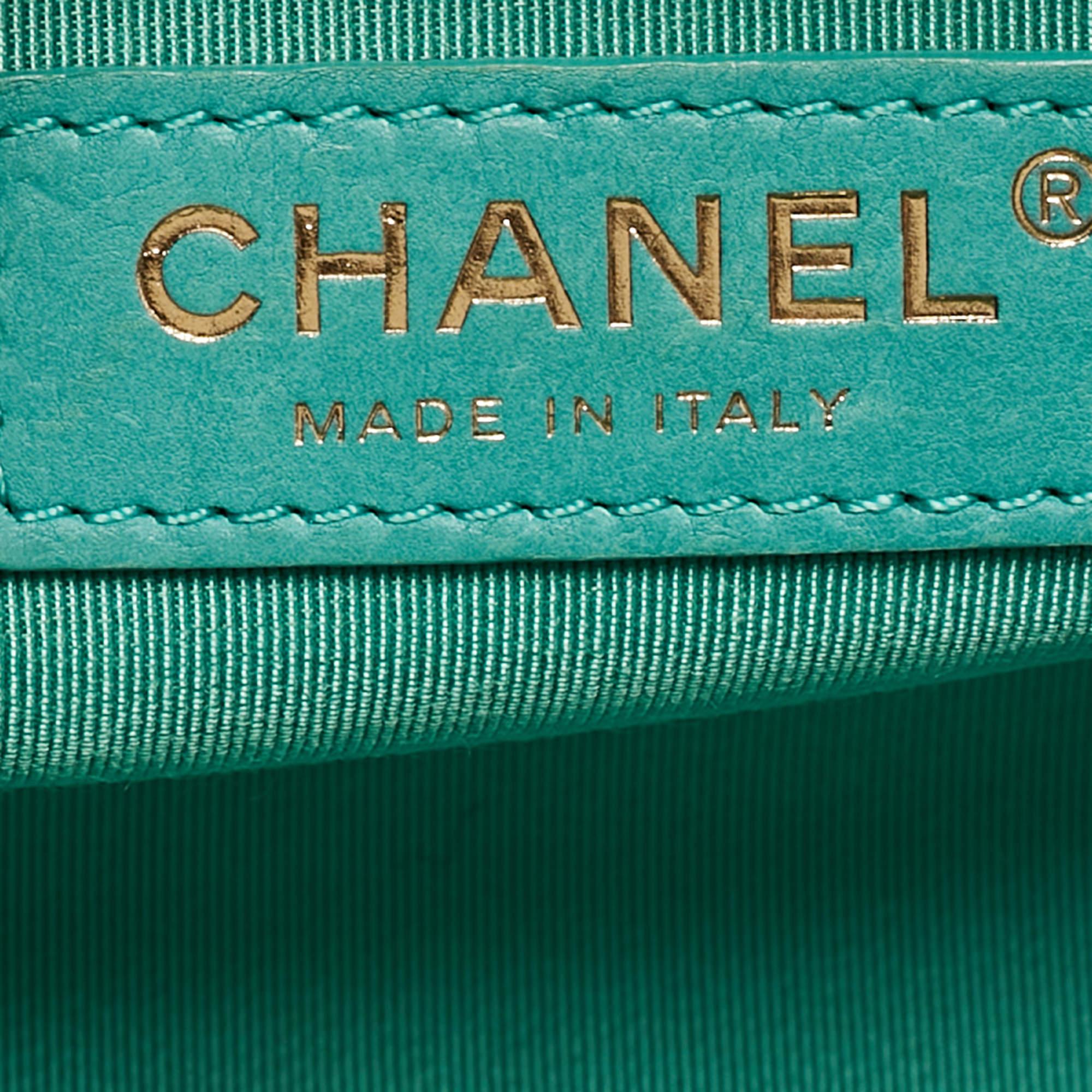 Chanel Aqua Green Chevron Caviar Leather Medium Boy Flap Bag 8