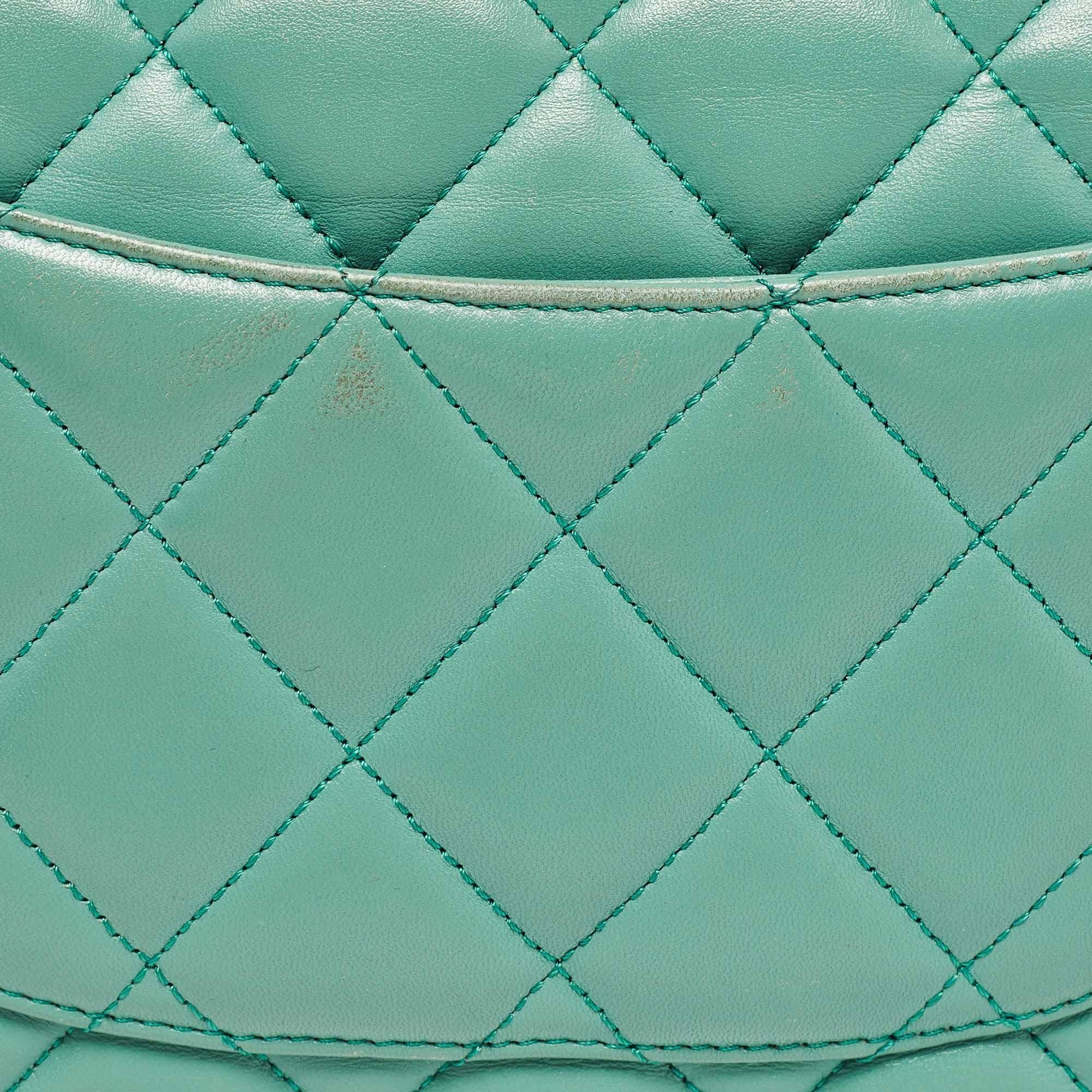 Chanel Aqua Green Quilted Leather Small Trendy CC Flap Bag For Sale 5