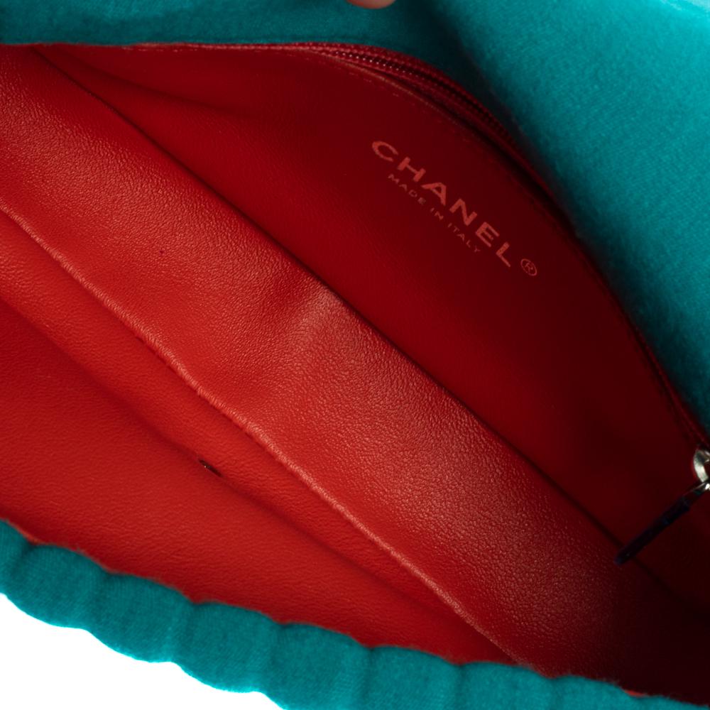 Women's Chanel Aqua Green Vertical Quilted Jersey New Mini Flap Bag