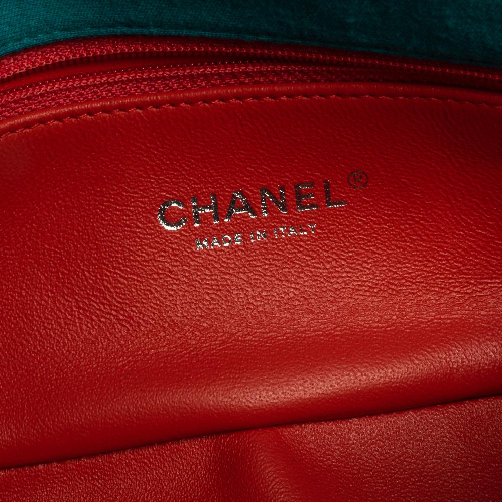 Chanel Aqua Green Vertical Quilted Jersey New Mini Flap Bag 1