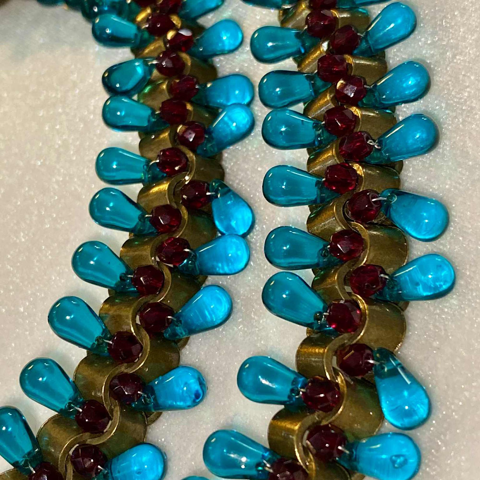 Cintura/collana di perline Chanel color acquamarina in vendita 6